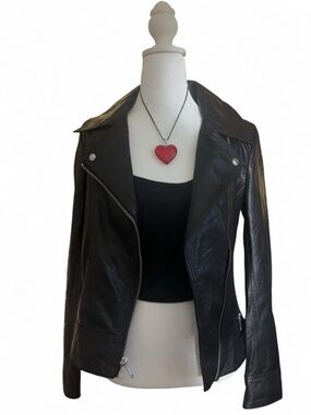Guess Black Leather Moto Jacket